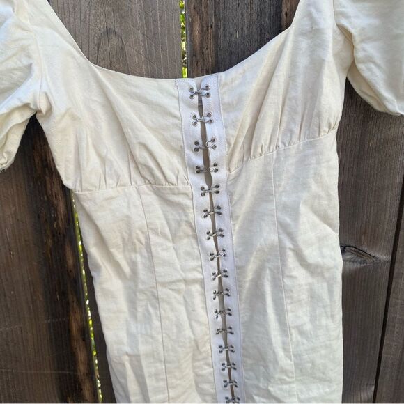 Lover + Friends JEANETTE Puff Sleeve Mini Dress in ivory size XS - Picture 5 of 10